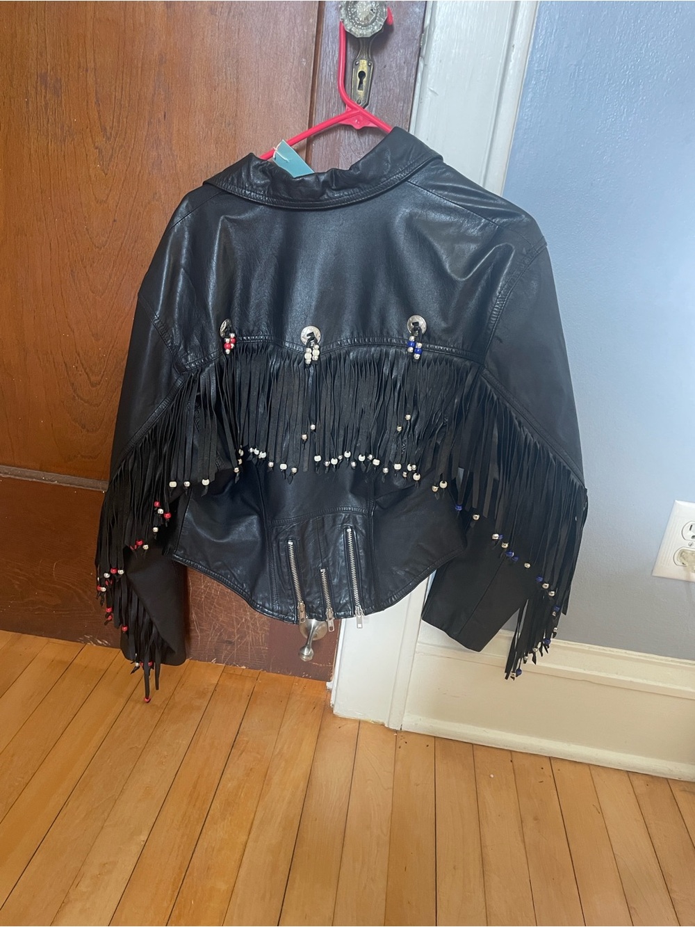 Chia Black Fringe Leather motorcycle jacket